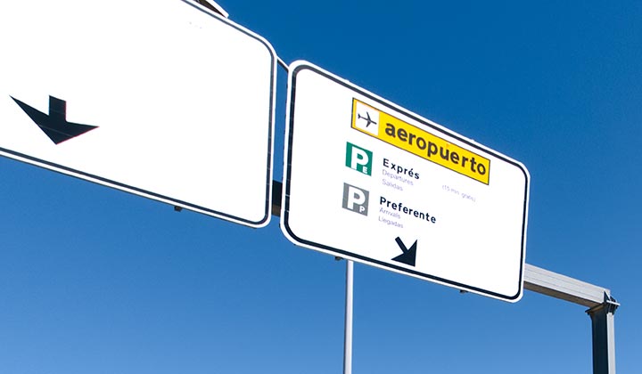 Malaga airport sign